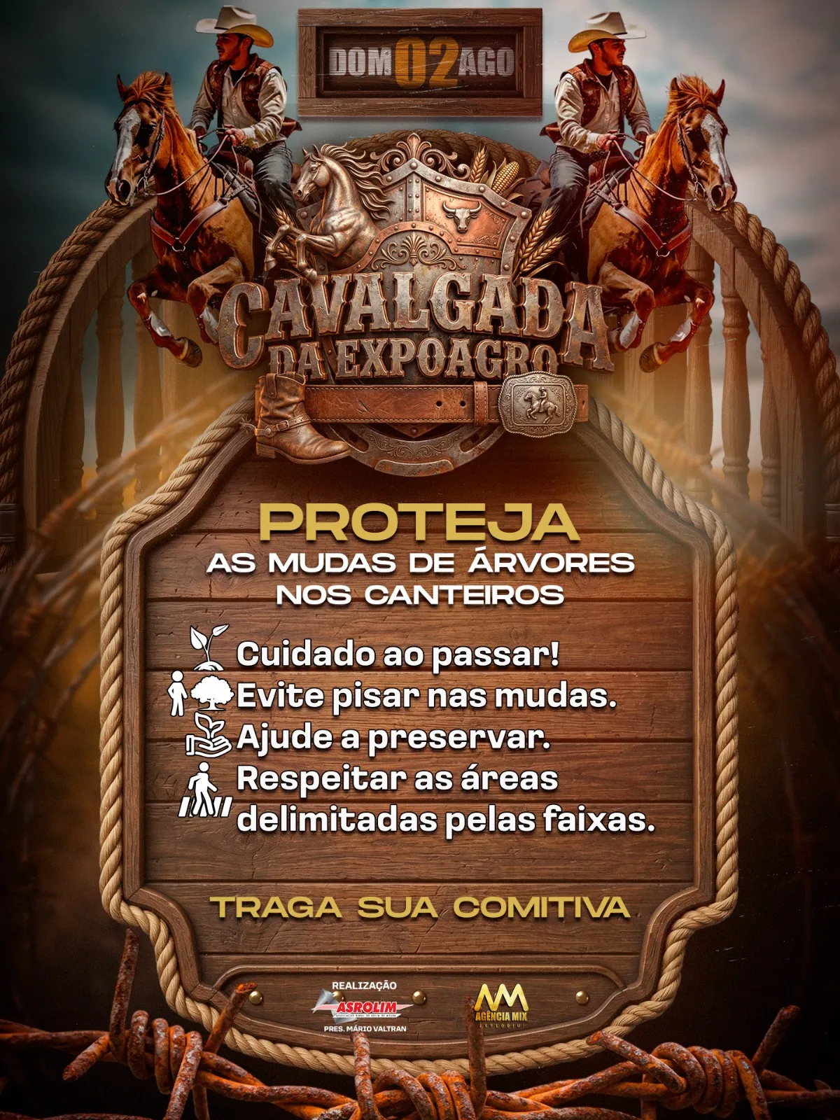 Cavalgada da 37ª Expoagro será neste domingo (2), com saída do Posto Mais, no Cidade Alta, em Rolim de Moura