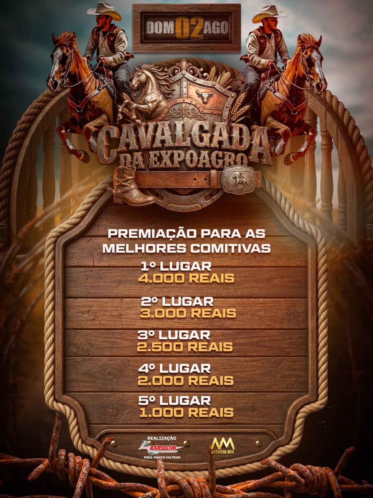 Cavalgada da 37ª Expoagro será neste domingo (2), com saída do Posto Mais, no Cidade Alta, em Rolim de Moura